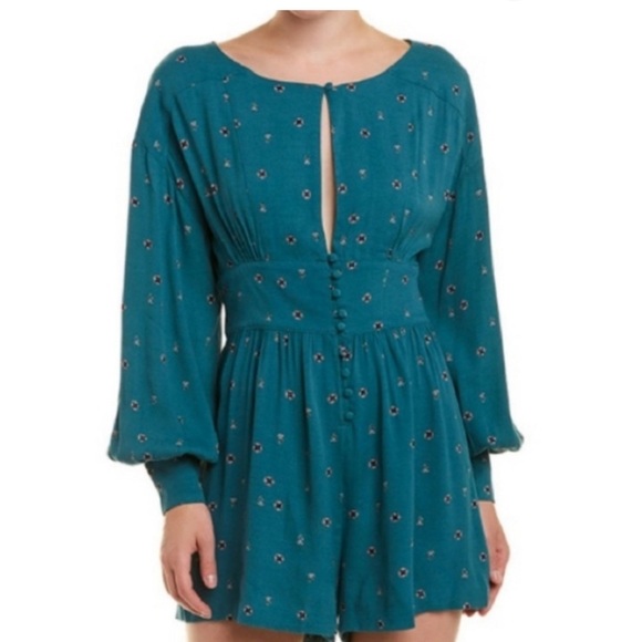 NWT•Free People•Love Grows Here Romper•Green Combo•Size Small - Picture 1 of 7